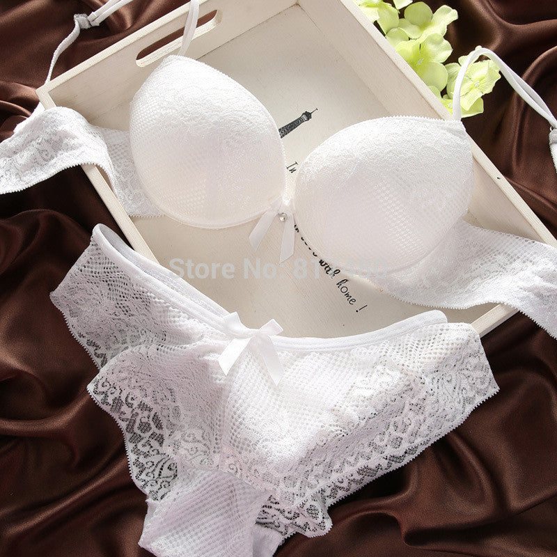 Fashion lace thin deep V-neck push up underwear vintage solid color bra set-Dollar Bargains Online Shopping Australia