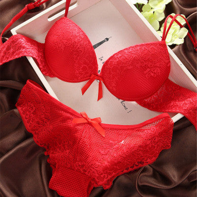 Fashion lace thin deep V-neck push up underwear vintage solid color bra set-Dollar Bargains Online Shopping Australia