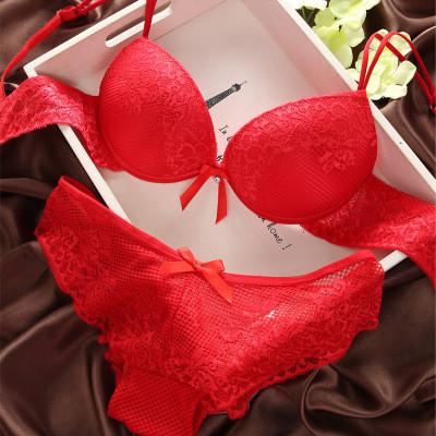 Fashion lace thin deep V-neck push up underwear vintage solid color bra set-Dollar Bargains Online Shopping Australia