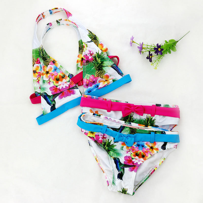 Summer Cuhk Girls Split Bikini Kids Cute Flower and Animal Pattern Swimwear Children Girl Floral swimsuit-Dollar Bargains Online Shopping Australia