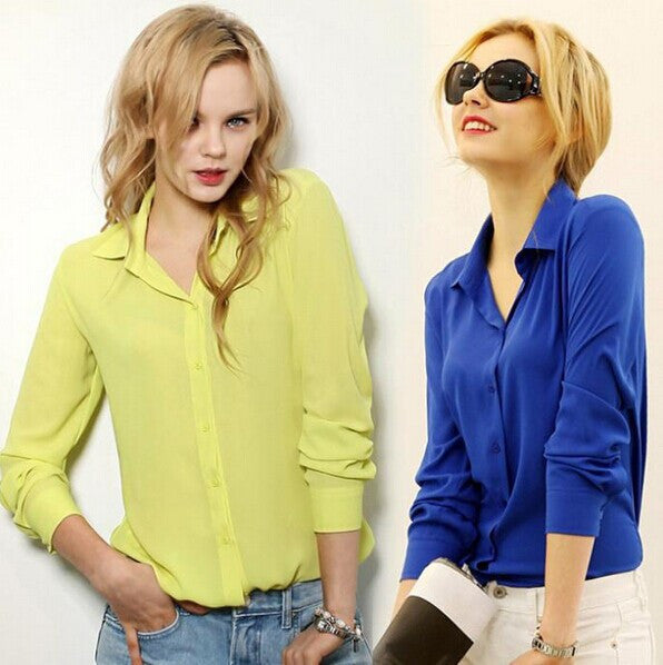 Work Wear Women Shirt Chiffon Tops Elegant Ladies Formal Office Blouse 5 Colors Blusas Femininas Plus Size XXL-Dollar Bargains Online Shopping Australia