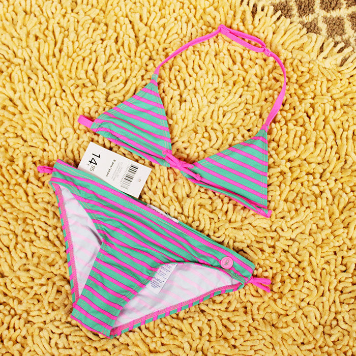Summer Child Lassic Rose green Stripe Bikini Swimwear girls split Two-pieces Swimwear, children stripe bikini-Dollar Bargains Online Shopping Australia