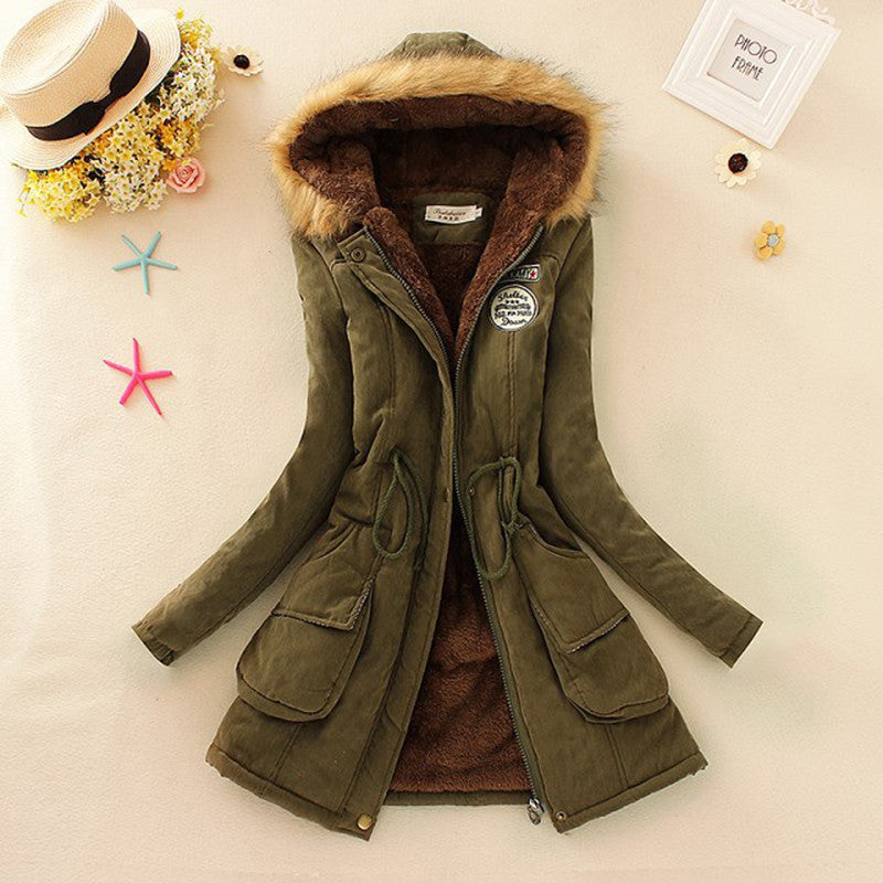 Winter Women Coat Parka Casual Outwear Military Hooded Coat Woman Clothes Fur Coats manteau female Winter Jacket for Women-Dollar Bargains Online Shopping Australia