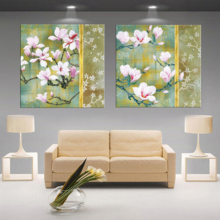 modern 3D white lotus definition pictures canvas Home Decoration living room Wall modular painting Print (no frame)2pcs-Dollar Bargains Online Shopping Australia