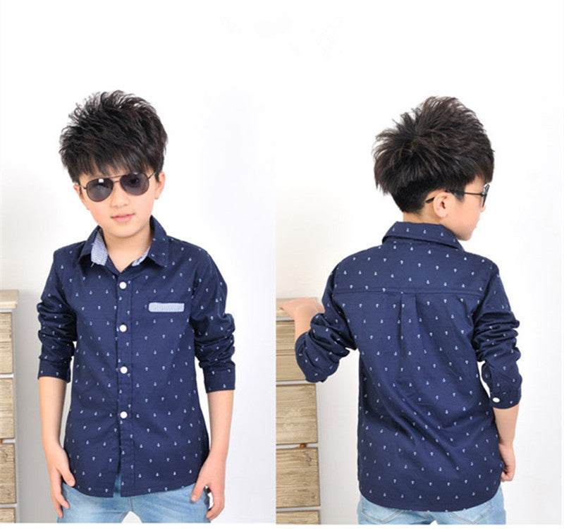 Spring Children kids fashion Print Anchors shirts , boys cotton shirts , boys tops clothing shirts-Dollar Bargains Online Shopping Australia