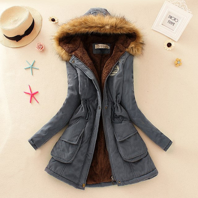 Winter Women Coat Parka Casual Outwear Military Hooded Coat Woman Clothes Fur Coats manteau femme Winter Jacket Women MA354-Dollar Bargains Online Shopping Australia