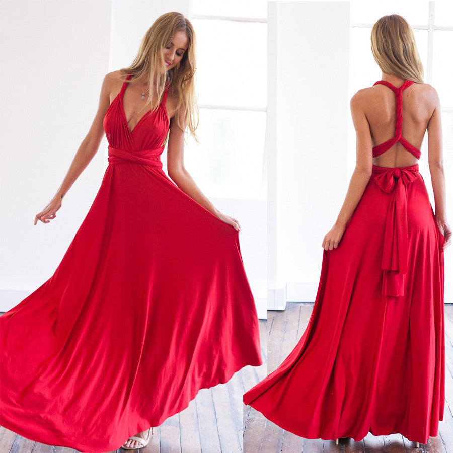 11 color summer women maxi dress red bandage long dress Multiway Bridesmaids Convertible Dress-Dollar Bargains Online Shopping Australia