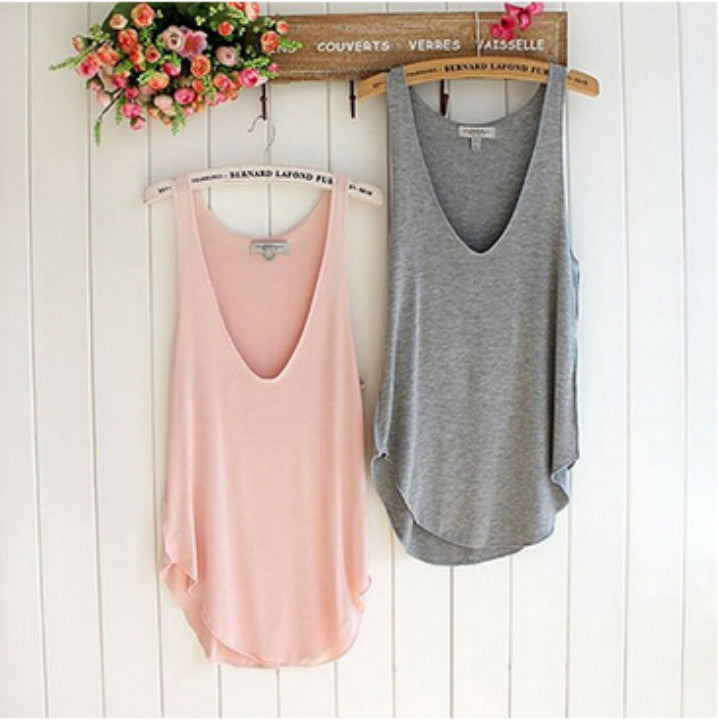 Amazing Fashion Summer Woman Lady Sleeveless V-Neck Candy Color Vest Loose Tank Tops Summer Style-Dollar Bargains Online Shopping Australia