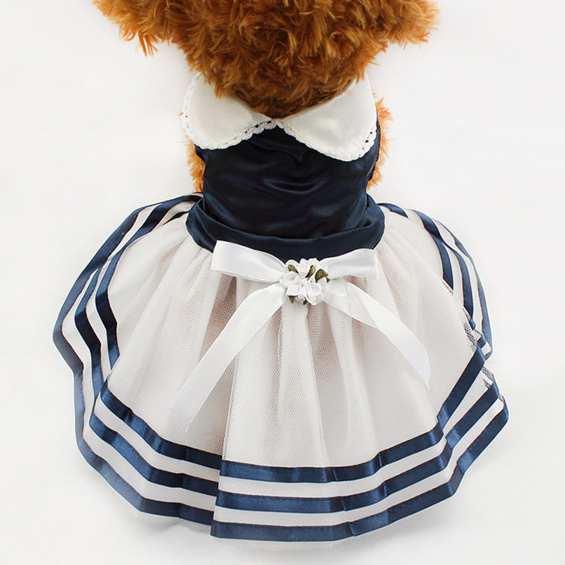 Tutu Lace Sailor Dog Dresses Stripes Skirt For Dogs Dress Pet Princess Clothing-Dollar Bargains Online Shopping Australia