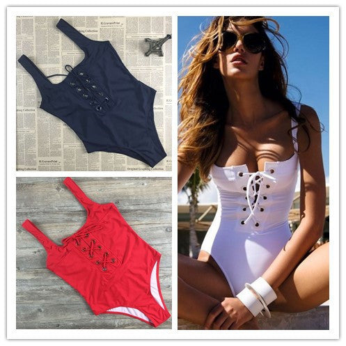 NEW White Black Red bandage one piece swimsuit strappy one piece swimwear bathing suit vintage white monokini-Dollar Bargains Online Shopping Australia
