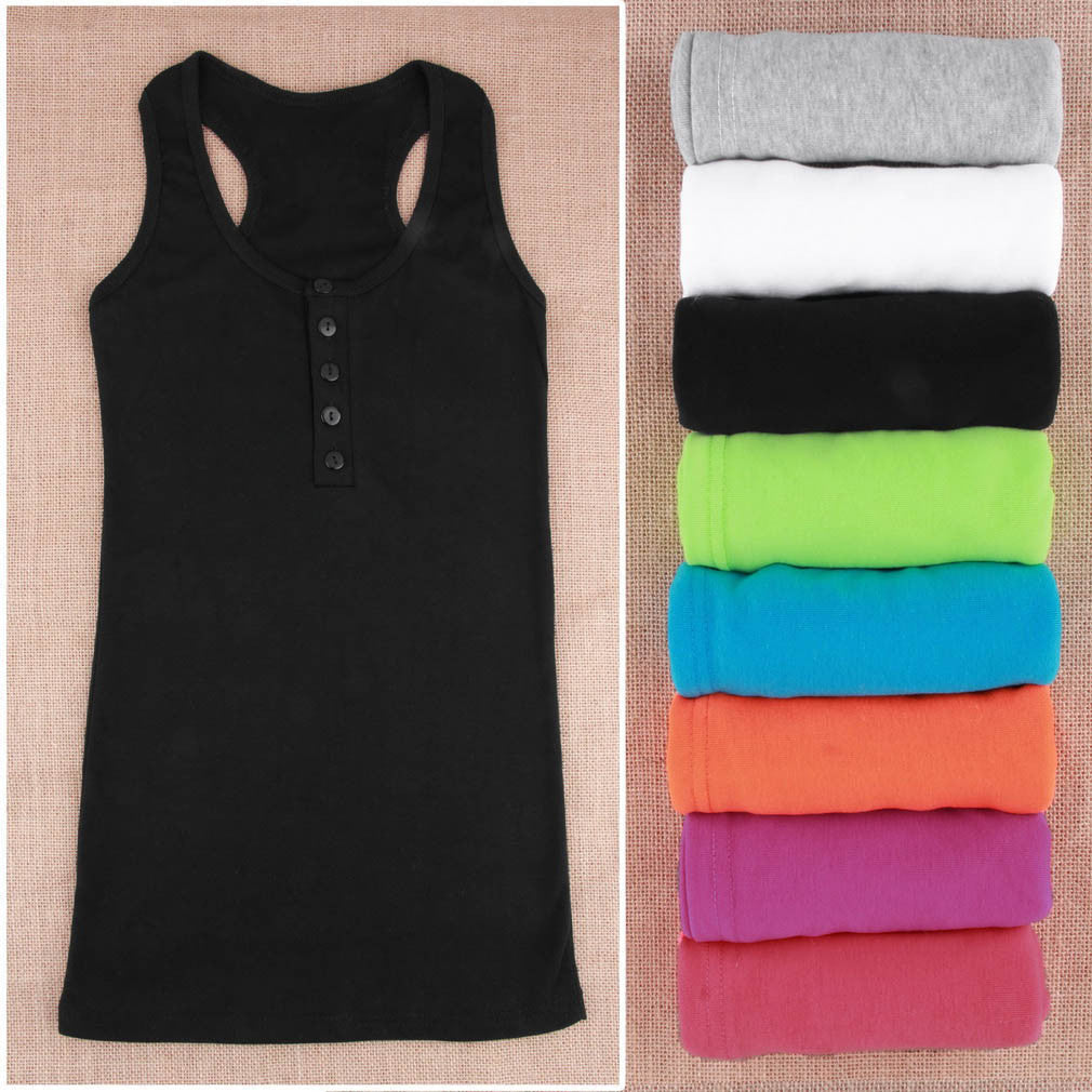 Multicolor Long Sleeveless Bodycon Temperament Cotton Long T-shirt Tank Top Women Vest Tops regatas feminino-Dollar Bargains Online Shopping Australia