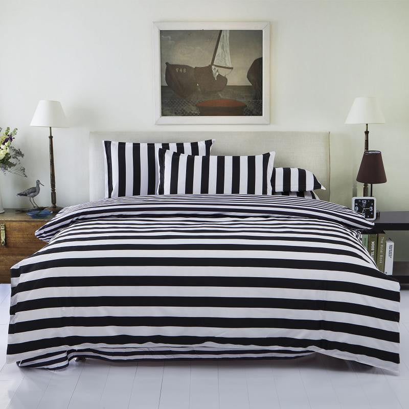 Bedding Set Twin/Full/Queen Size Duvet Cover Set Classic Black and White Bed Sheet Sets Home Textile-Dollar Bargains Online Shopping Australia