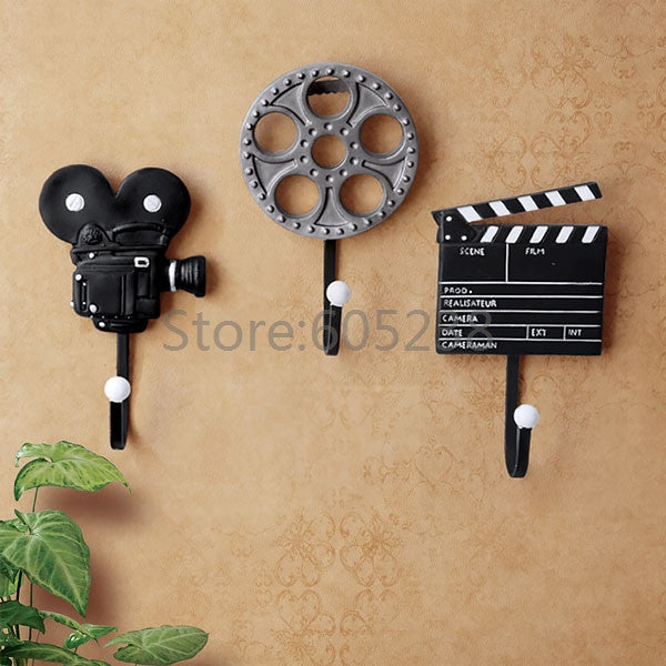 3 Pieces/Set Movie Music Maker Styles Resin Hooks Wall Mounted Film Equipment Design Metal Storage Hooks-Dollar Bargains Online Shopping Australia