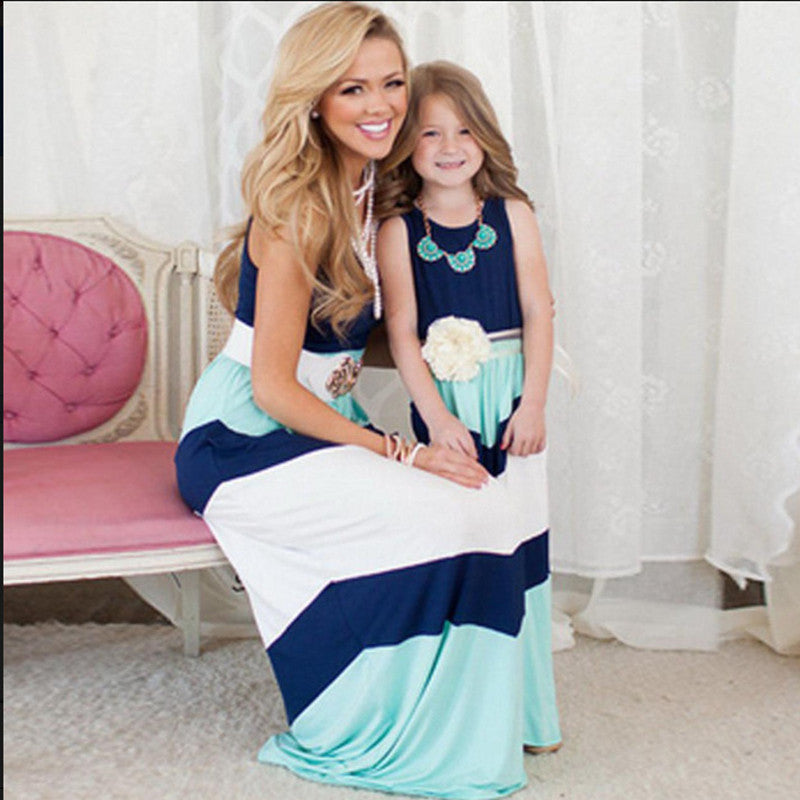 family matching mother daughter dresses clothes striped mom and daughter dress kids parent child outfits-Dollar Bargains Online Shopping Australia