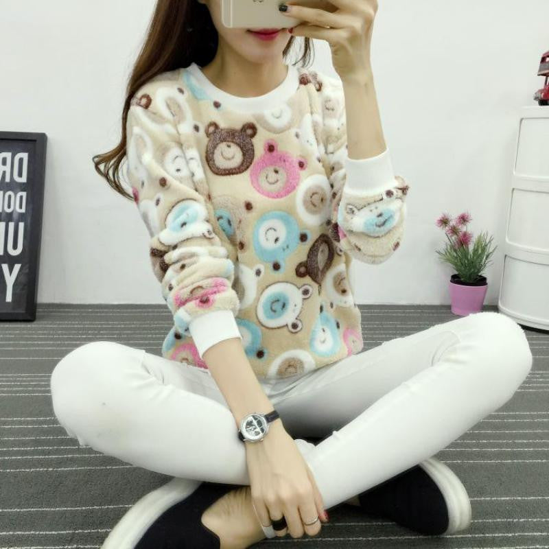 Cute Teddy Bear Harajuku Christmas Sweater Womens Sweaters Fashion Winter Lined Wool Sweater Cashmere Knitted Sweater Wol-Dollar Bargains Online Shopping Australia