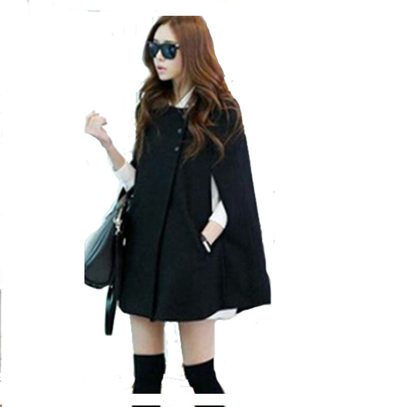 Women Ladies Batwing Oversized Casual Poncho Winter Coat Jacket Loose Cloak Cape Outwear Black Big Size S-X L H0876-Dollar Bargains Online Shopping Australia