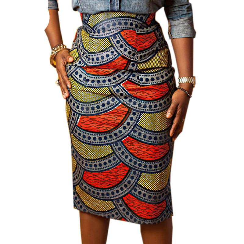 Pencil skirt women Summer Style Multicolor Skirts Ladies African Print Skirt High Waist Knee-Length Bodycon Vintage Saia-Dollar Bargains Online Shopping Australia