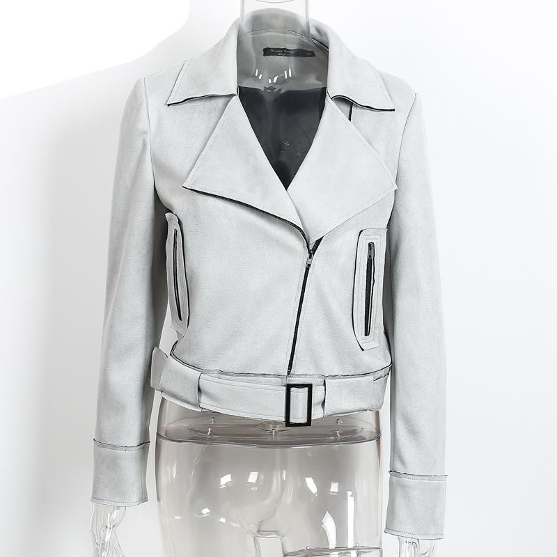 Zipper basic suede jacket coat motorcycle leather jacket Women outwear Pink belted short winter jackets-Dollar Bargains Online Shopping Australia