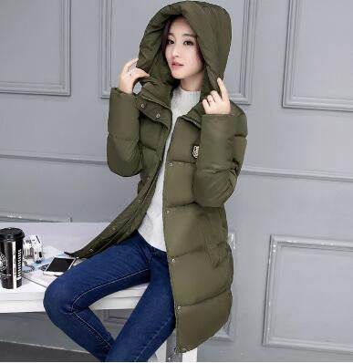 Winter Women Coat Elegant Pure color Thick Warm Hooded Down Cotton Jacket High Large size Women Coat-Dollar Bargains Online Shopping Australia