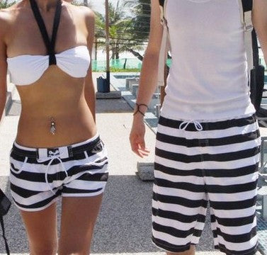 fashion beach shorts for women and men Black and white stripes shorts K464 ,-Dollar Bargains Online Shopping Australia