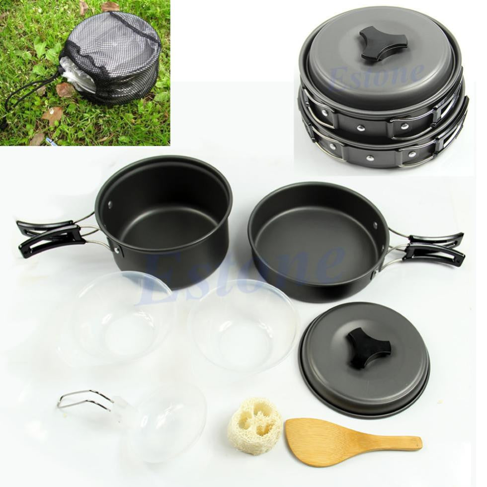 8pcs/set Outdoor Camping Hiking Cookware Backpacking Cooking Picnic Bowl Pot Pan Set-Dollar Bargains Online Shopping Australia