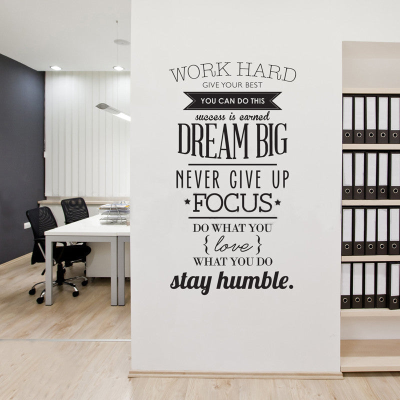 Wall Decals Quotes Work Hard Vinyl Wall Sticker Letras Decorativas Office Home Decoration Wall Art Wall Stickers Size 100x56cm-Dollar Bargains Online Shopping Australia