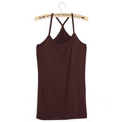 Cotton slim Y style spaghetti strap basice shirt 10 color for choose women's vest /cotton top tank camis-Dollar Bargains Online Shopping Australia