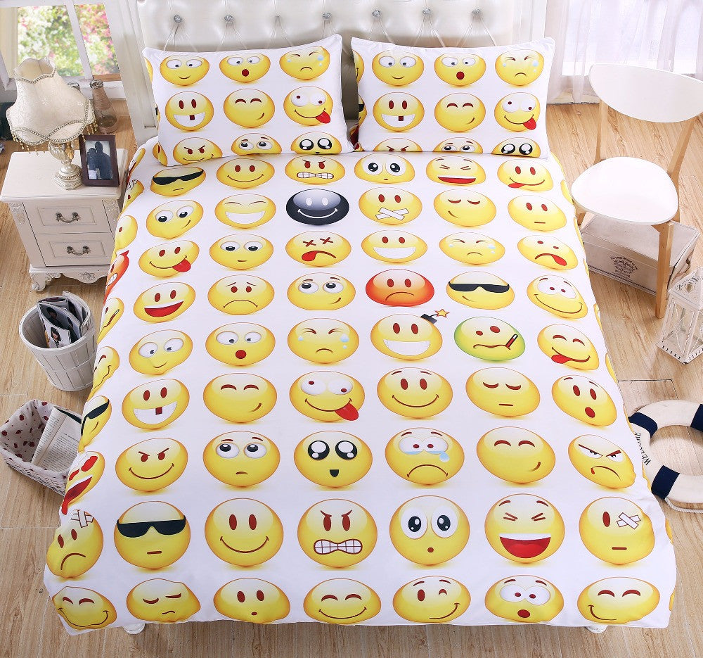 Emoji Bedding Set Interesting and Fashion Duvet Cover for Young People Year Bed Sheets 3Pcs Twin Full Queen Size-Dollar Bargains Online Shopping Australia