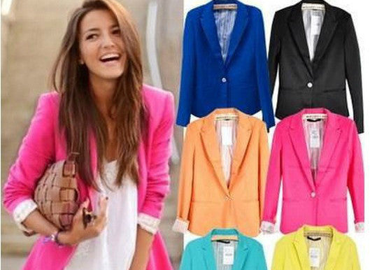 Fashion Jacket Blazer Women Suit Foldable Long Sleeves Lapel Coat Lined With Striped Single Button Vogue Blazers XL-Dollar Bargains Online Shopping Australia
