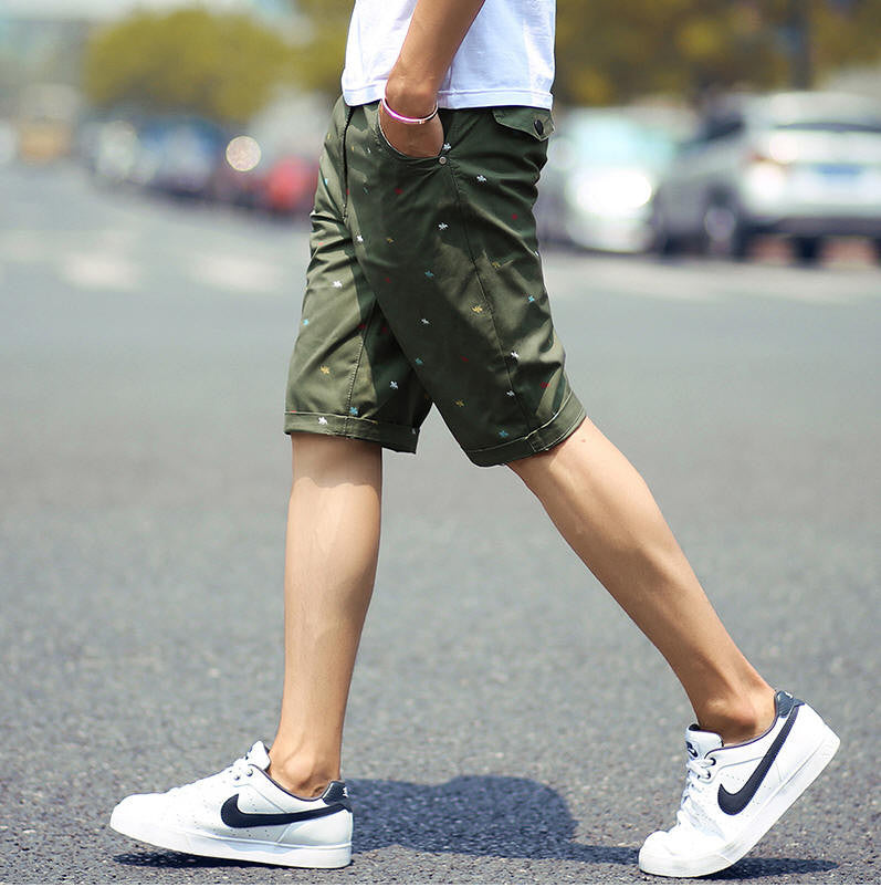 brand mens shorts print casual Men's shorts fashion cotton shorts homme shorts khaki white green-Dollar Bargains Online Shopping Australia