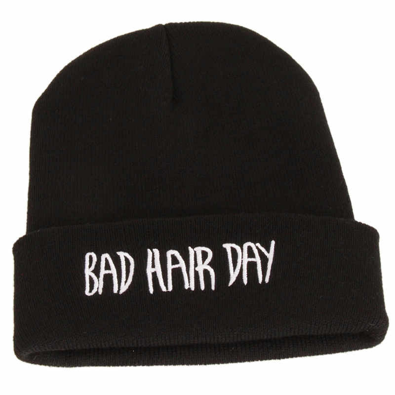 Beanie Bad Hair Day Beanie Cap Women Cotton Blend Letter Printed Knitted Winter beanies Hiphop Hats Caps RD671503-Dollar Bargains Online Shopping Australia