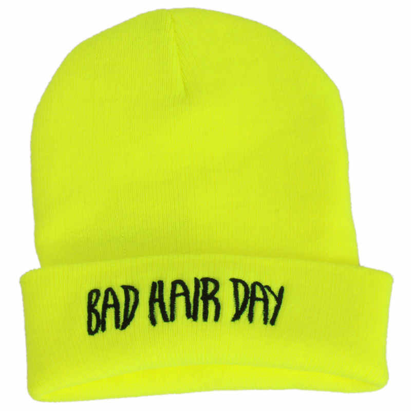 Beanie Bad Hair Day Beanie Cap Women Cotton Blend Letter Printed Knitted Winter beanies Hiphop Hats Caps RD671503-Dollar Bargains Online Shopping Australia