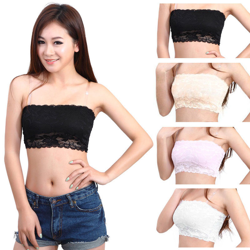 Sexy Ladies Casual High-Elastic Lace Solid Strapless & Seamless Boob Tube Top-Dollar Bargains Online Shopping Australia