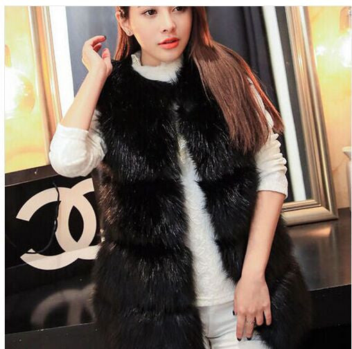 Arrival Winter Warm Fashion Women Import Coat Fur Vest High-Grade Faux Fur Coat Fox Fur Long Vest Plus Size-Dollar Bargains Online Shopping Australia