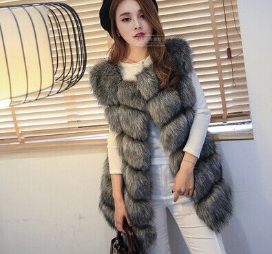 Arrival Winter Warm Fashion Women Import Coat Fur Vest High-Grade Faux Fur Coat Fox Fur Long Vest Plus Size-Dollar Bargains Online Shopping Australia