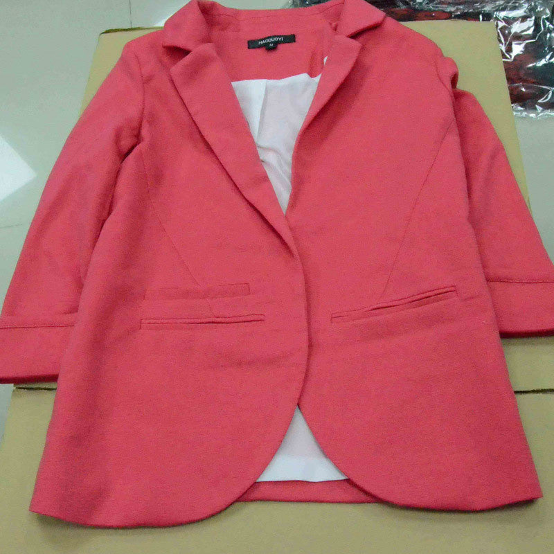 Blazer women autumn Candy Color Rolled up Sleeve boyfriend Style no buckle blazer feminino Slim Blazer-Dollar Bargains Online Shopping Australia