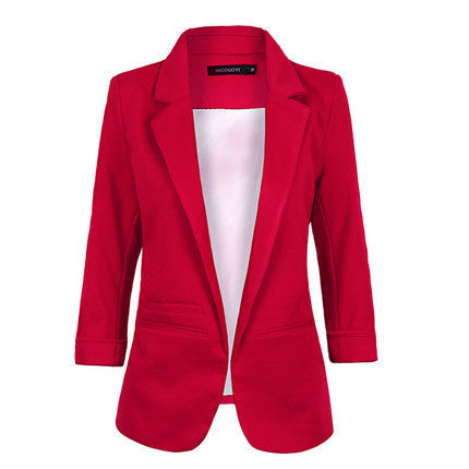 Blazer women autumn Candy Color Rolled up Sleeve boyfriend Style no buckle blazer feminino Slim Blazer-Dollar Bargains Online Shopping Australia