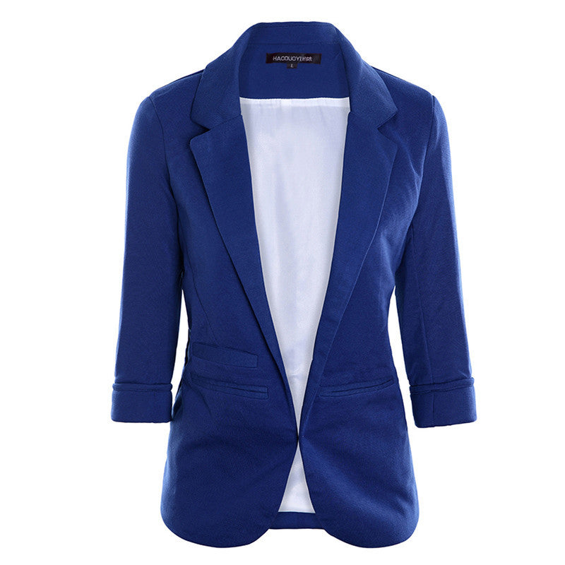 Blazer women autumn Candy Color Rolled up Sleeve boyfriend Style no buckle blazer feminino Slim Blazer-Dollar Bargains Online Shopping Australia