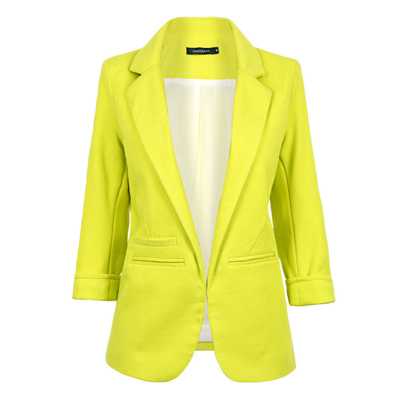 Blazer women autumn Candy Color Rolled up Sleeve boyfriend Style no buckle blazer feminino Slim Blazer-Dollar Bargains Online Shopping Australia