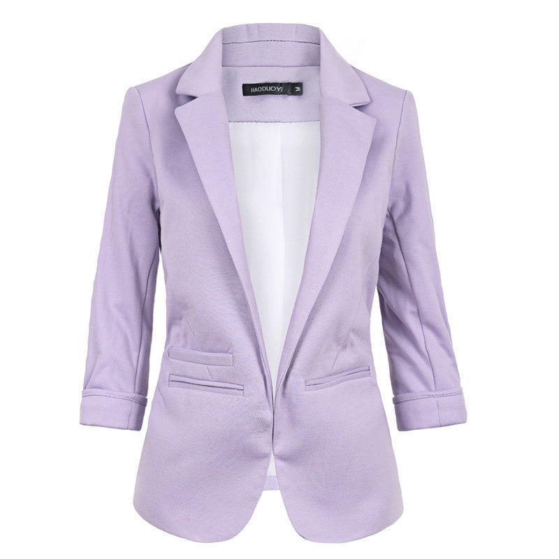 Blazer women autumn Candy Color Rolled up Sleeve boyfriend Style no buckle blazer feminino Slim Blazer-Dollar Bargains Online Shopping Australia