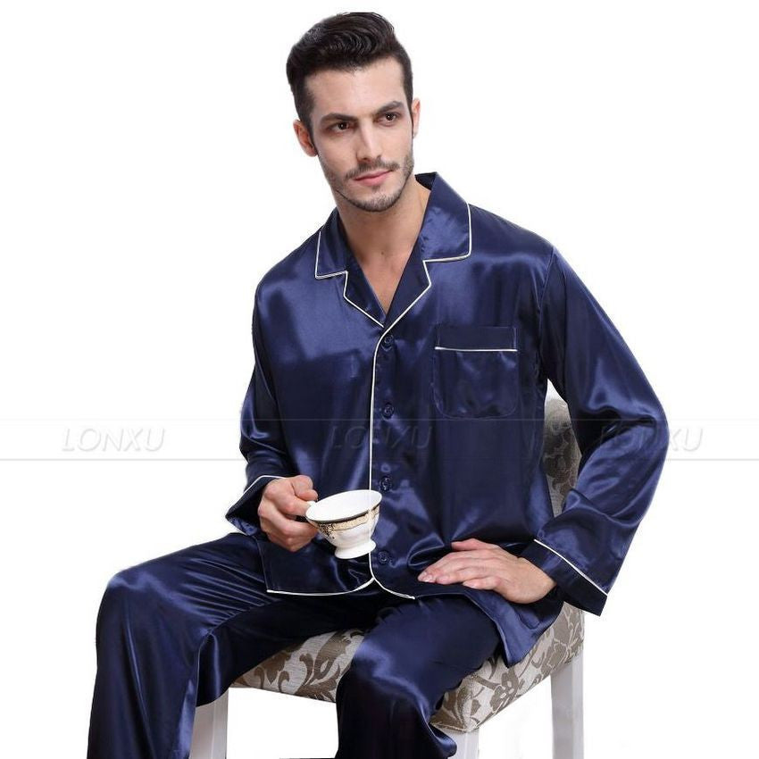 Mens Silk Satin Pajamas Pyjamas Set Sleepwear Set Loungewear-Dollar Bargains Online Shopping Australia