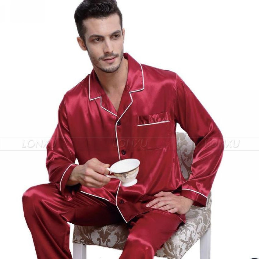Mens Silk Satin Pajamas Pyjamas Set Sleepwear Set Loungewear-Dollar Bargains Online Shopping Australia