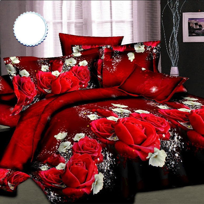 3d bedding sets 4pcs duvet cover set queen twin king bed set red rose nice bedclothes romantic #2-Dollar Bargains Online Shopping Australia