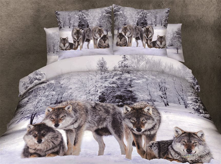 LUXURY 100%cotton 3D animal leopard rose tiger wolf lion bedding bed sheet set bedclothes duvet cover set bedding set-Dollar Bargains Online Shopping Australia