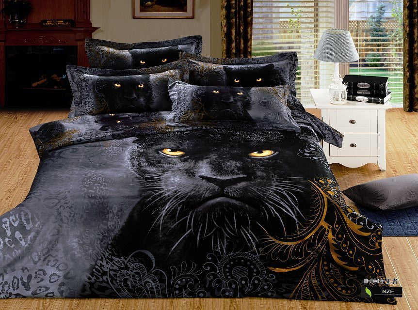 LUXURY 100%cotton 3D animal leopard rose tiger wolf lion bedding bed sheet set bedclothes duvet cover set bedding set-Dollar Bargains Online Shopping Australia