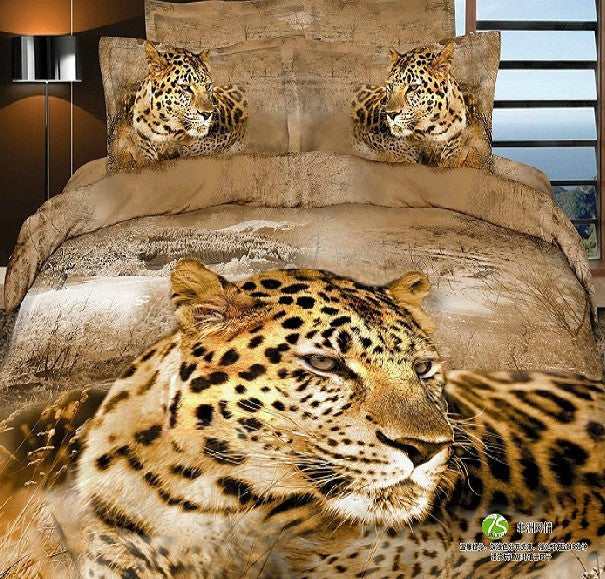 LUXURY 100%cotton 3D animal leopard rose tiger wolf lion bedding bed sheet set bedclothes duvet cover set bedding set-Dollar Bargains Online Shopping Australia