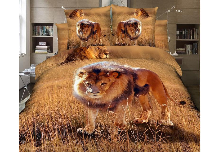 LUXURY 100%cotton 3D animal leopard rose tiger wolf lion bedding bed sheet set bedclothes duvet cover set bedding set-Dollar Bargains Online Shopping Australia