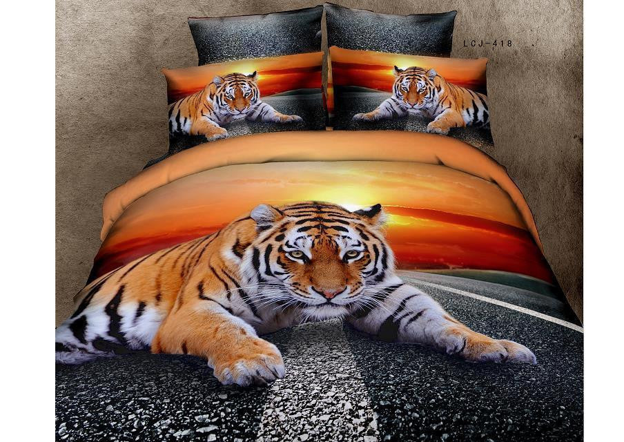 LUXURY 100%cotton 3D animal leopard rose tiger wolf lion bedding bed sheet set bedclothes duvet cover set bedding set-Dollar Bargains Online Shopping Australia