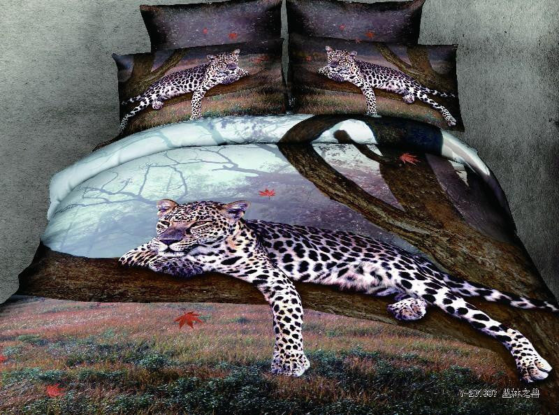 LUXURY 100%cotton 3D animal leopard rose tiger wolf lion bedding bed sheet set bedclothes duvet cover set bedding set-Dollar Bargains Online Shopping Australia