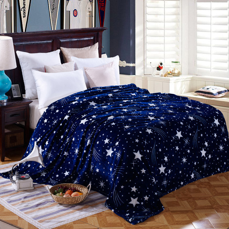 Bright star blue pattern blankets on the bed King Queen Full Twin size throws bedclothes-Dollar Bargains Online Shopping Australia